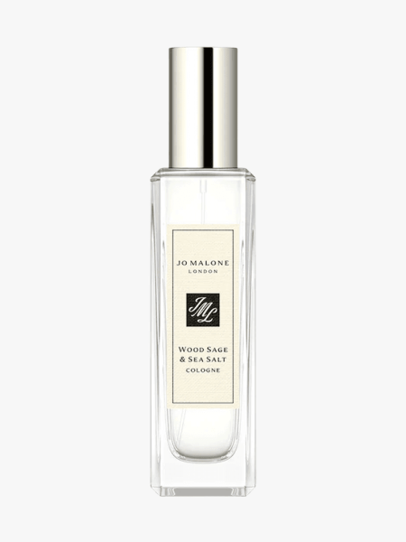 Jo Malone Wood Sage & Sea Salt Cologne in branded component on a light gray background