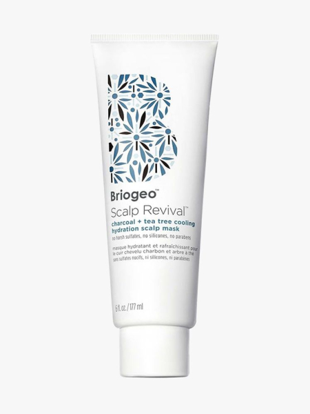 Briogeo Scalp Revival Charcoal + Tea Tree Cooling Hydration Scalp Mask in branded tube component on a light gray background
