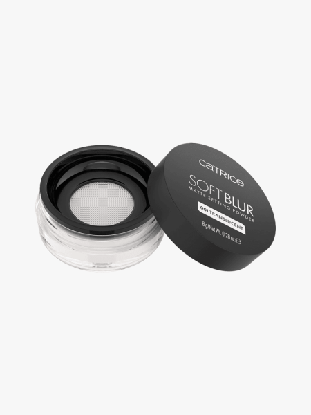 Catrice Soft Blur Matte Setting Powder in branded component on a light gray background
