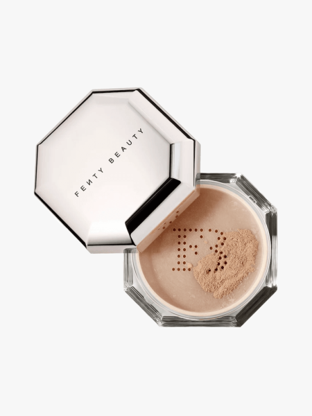 Fenty Beauty branded powder component on light gray background